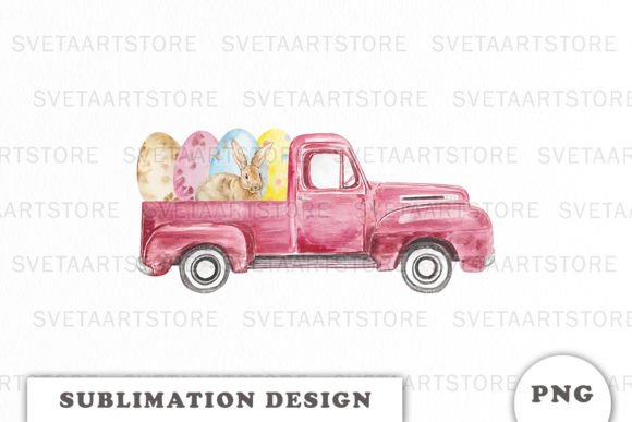 Download Watercolor Pink Vintage Easter Truck - Vintage easter truck Collection