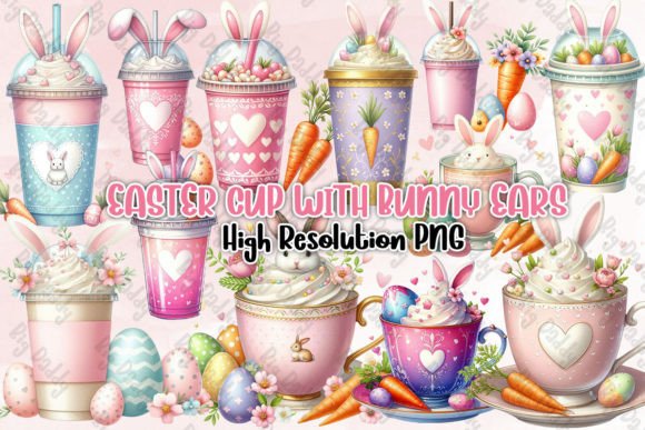 Download Easter Cup with Bunny Ears Clipart PNG - Bunny ears clipart Collection